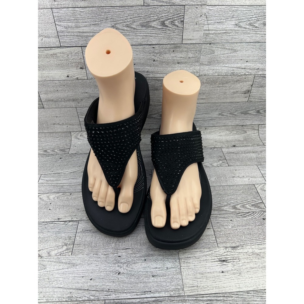 Clarks Black Embellished Thong Sandals - Picture 9 of 14